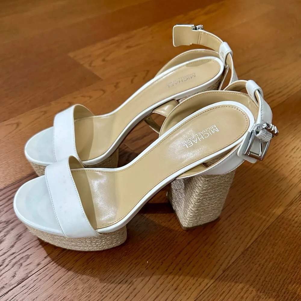 Only worn once! Michael Kors Ashton Espadrille High Heel Platform Sandals - Picture 12 of 14